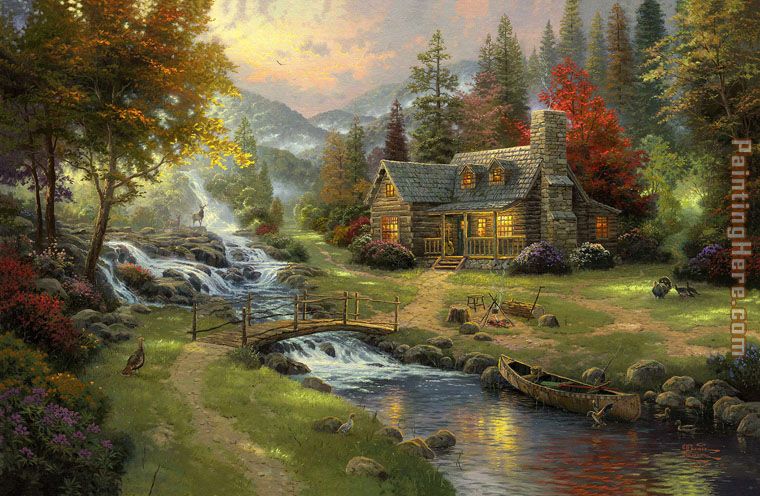 Mountain Paradise painting - Thomas Kinkade Mountain Paradise art painting